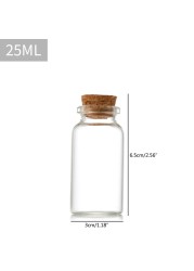 D2TA Small Glass Bottles Jars with Wood Corks Stoppers Small Glass Jars Wishing Bottles Message Bottle for Halo Wedding Gifts