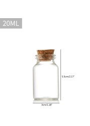 D2TA Small Glass Bottles Jars with Wood Corks Stoppers Small Glass Jars Wishing Bottles Message Bottle for Halo Wedding Gifts