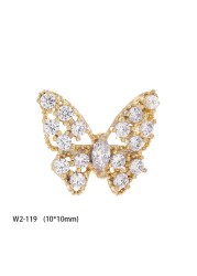 3pcs nail art jewelry 3d metal butterfly real gold zircon full diamond activity bear butterfly pendant nails