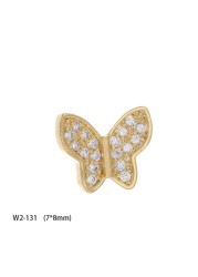 3pcs nail art jewelry 3d metal butterfly real gold zircon full diamond activity bear butterfly pendant nails