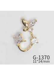 10pcs/lot 3D Luxury Moon Crane Zircon Crystals Rhinestones Pearl Nail Art Jewelry Nail Decorations Accessories Charms Supplies