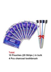 3D White Teeth Whitening Strips Professional Effects White Teeth Soft Bristles Charcoal Toothbrush Teeth Whitening Whitestrips