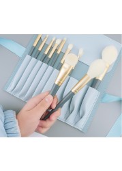 Makeup Brush Tool Set Ultra Soft Thin Wood Handle Plant Based Makeup Brushes With Velvet Bag