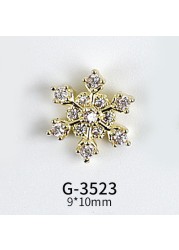 New Nail Art Real Gold Snowflake Zircon Ornaments Exquisite Snowflake Zircon Christmas Style Snowflake Pendant G-3511