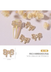 3pcs new nail art bow zircon jewelry metal micro set color preserved luxury pearl necklace love nail stick diamond jewelry