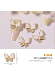 3pcs new nail art bow zircon jewelry metal micro set color preserved luxury pearl necklace love nail stick diamond jewelry