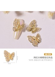 3pcs new nail art bow zircon jewelry metal micro set color preserved luxury pearl necklace love nail stick diamond jewelry