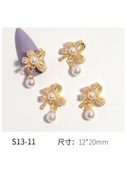 Full Diamond Love Zircon Bowknot Pearl Color Preservation Super Flash Luxury Pendant Nail Decoration Diamond