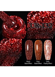 ur sugar fluorescent reflective gel nail polish neon yellow pink red glitter semi permanent soak off uv led nail polish