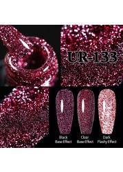 ur sugar fluorescent reflective gel nail polish neon yellow pink red glitter semi permanent soak off uv led nail polish