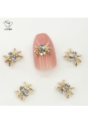 LEAMX 10pcs Alloy Spider Nail Art Decorations 3D AB/White Rhinestone Decorations Spider Nail Jewelry Sparkle Nail Supplies L459