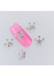 LEAMX 10pcs Alloy Spider Nail Art Decorations 3D AB/White Rhinestone Decorations Spider Nail Jewelry Sparkle Nail Supplies L459