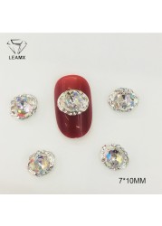 LEAMX 10pcs Alloy Spider Nail Art Decorations 3D AB/White Rhinestone Decorations Spider Nail Jewelry Sparkle Nail Supplies L459