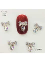 LEAMX 10pcs Alloy Spider Nail Art Decorations 3D AB/White Rhinestone Decorations Spider Nail Jewelry Sparkle Nail Supplies L459