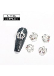 LEAMX 10pcs/bag Clear Rhinestones Nails Art Decorations Beautiful Girls Nail DIY 3D Gems Alloy Nail Diamond Charms Supply L413