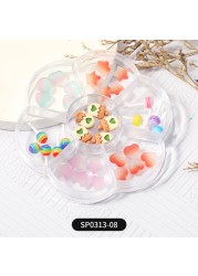 1 Box of 7 Nail Art Decorations Bow Aurora Bear Butterfly Rhinestone Pearl Mixed Set Box DIY Nail Decoration designer charms