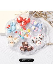 1 Box of 7 Nail Art Decorations Bow Aurora Bear Butterfly Rhinestone Pearl Mixed Set Box DIY Nail Decoration designer charms