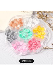 1 Box of 7 Nail Art Decorations Bow Aurora Bear Butterfly Rhinestone Pearl Mixed Set Box DIY Nail Decoration designer charms