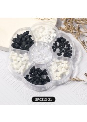 1 Box of 7 Nail Art Decorations Bow Aurora Bear Butterfly Rhinestone Pearl Mixed Set Box DIY Nail Decoration designer charms