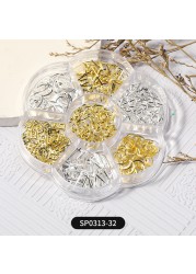 1 Box of 7 Nail Art Decorations Bow Aurora Bear Butterfly Rhinestone Pearl Mixed Set Box DIY Nail Decoration designer charms