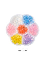 1 Box of 7 Nail Art Decorations Bow Aurora Bear Butterfly Rhinestone Pearl Mixed Set Box DIY Nail Decoration designer charms