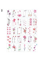 Women Temporary Tattoo Sticker Pink Butterfly Flower Feather Lotus 3D Fake Tattoo Body Hands Arm Leg Temporary Tattoos Femme