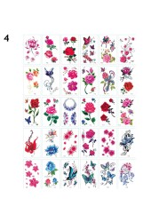 Women Temporary Tattoo Sticker Pink Butterfly Flower Feather Lotus 3D Fake Tattoo Body Hands Arm Leg Temporary Tattoos Femme