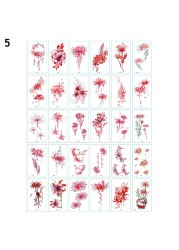 Women Temporary Tattoo Sticker Pink Butterfly Flower Feather Lotus 3D Fake Tattoo Body Hands Arm Leg Temporary Tattoos Femme