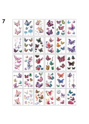 Women Temporary Tattoo Sticker Pink Butterfly Flower Feather Lotus 3D Fake Tattoo Body Hands Arm Leg Temporary Tattoos Femme