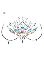 Sexy Chest 3D Crystal Resin Drill Tattoo Sticker Bar Music Festival Rhinestone Tattoo Stickers Carnival Party Chest Decoration