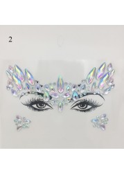 3D Sexy Face Tattoo Stickers Face Decoration Temporary Tattoo Glitter Fake Tattoo Rhinestones for Woman Party Face Jewelry Tattoo