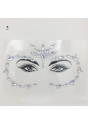 3D Sexy Face Tattoo Stickers Face Decoration Temporary Tattoo Glitter Fake Tattoo Rhinestones for Woman Party Face Jewelry Tattoo