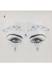 3D Sexy Face Tattoo Stickers Face Decoration Temporary Tattoo Glitter Fake Tattoo Rhinestones for Woman Party Face Jewelry Tattoo