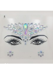 3D Sexy Face Tattoo Stickers Face Decoration Temporary Tattoo Glitter Fake Tattoo Rhinestones for Woman Party Face Jewelry Tattoo