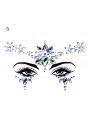 3D Sexy Face Tattoo Stickers Face Decoration Temporary Tattoo Glitter Fake Tattoo Rhinestones for Woman Party Face Jewelry Tattoo