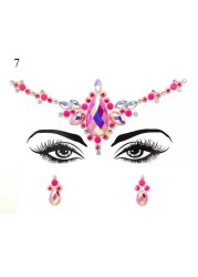 3D Sexy Face Tattoo Stickers Face Decoration Temporary Tattoo Glitter Fake Tattoo Rhinestones for Woman Party Face Jewelry Tattoo