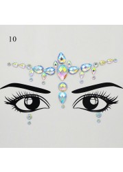 3D Sexy Face Tattoo Stickers Face Decoration Temporary Tattoo Glitter Fake Tattoo Rhinestones for Woman Party Face Jewelry Tattoo