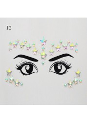 3D Sexy Face Tattoo Stickers Face Decoration Temporary Tattoo Glitter Fake Tattoo Rhinestones for Woman Party Face Jewelry Tattoo