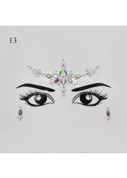 3D Sexy Face Tattoo Stickers Face Decoration Temporary Tattoo Glitter Fake Tattoo Rhinestones for Woman Party Face Jewelry Tattoo