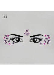 3D Sexy Face Tattoo Stickers Face Decoration Temporary Tattoo Glitter Fake Tattoo Rhinestones for Woman Party Face Jewelry Tattoo