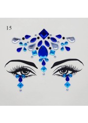 3D Sexy Face Tattoo Stickers Face Decoration Temporary Tattoo Glitter Fake Tattoo Rhinestones for Woman Party Face Jewelry Tattoo