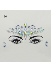 3D Sexy Face Tattoo Stickers Face Decoration Temporary Tattoo Glitter Fake Tattoo Rhinestones for Woman Party Face Jewelry Tattoo