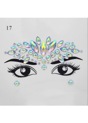 3D Sexy Face Tattoo Stickers Face Decoration Temporary Tattoo Glitter Fake Tattoo Rhinestones for Woman Party Face Jewelry Tattoo