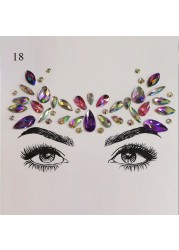 3D Sexy Face Tattoo Stickers Face Decoration Temporary Tattoo Glitter Fake Tattoo Rhinestones for Woman Party Face Jewelry Tattoo