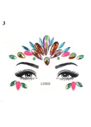 3D Sexy Face Tattoo Sticker Temporary Tattoo Flash Fake Tattoo Rhinestone Lady Party Face Sticker Face Jewelry Decoration