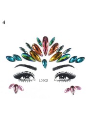 3D Sexy Face Tattoo Sticker Temporary Tattoo Flash Fake Tattoo Rhinestone Lady Party Face Sticker Face Jewelry Decoration