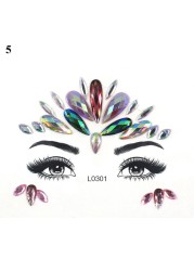 3D Sexy Face Tattoo Sticker Temporary Tattoo Flash Fake Tattoo Rhinestone Lady Party Face Sticker Face Jewelry Decoration