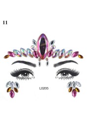 3D Sexy Face Tattoo Sticker Temporary Tattoo Flash Fake Tattoo Rhinestone Lady Party Face Sticker Face Jewelry Decoration