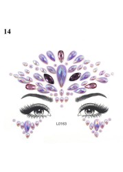 3D Sexy Face Tattoo Sticker Temporary Tattoo Flash Fake Tattoo Rhinestone Lady Party Face Sticker Face Jewelry Decoration