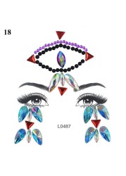 3D Sexy Face Tattoo Sticker Temporary Tattoo Flash Fake Tattoo Rhinestone Lady Party Face Sticker Face Jewelry Decoration